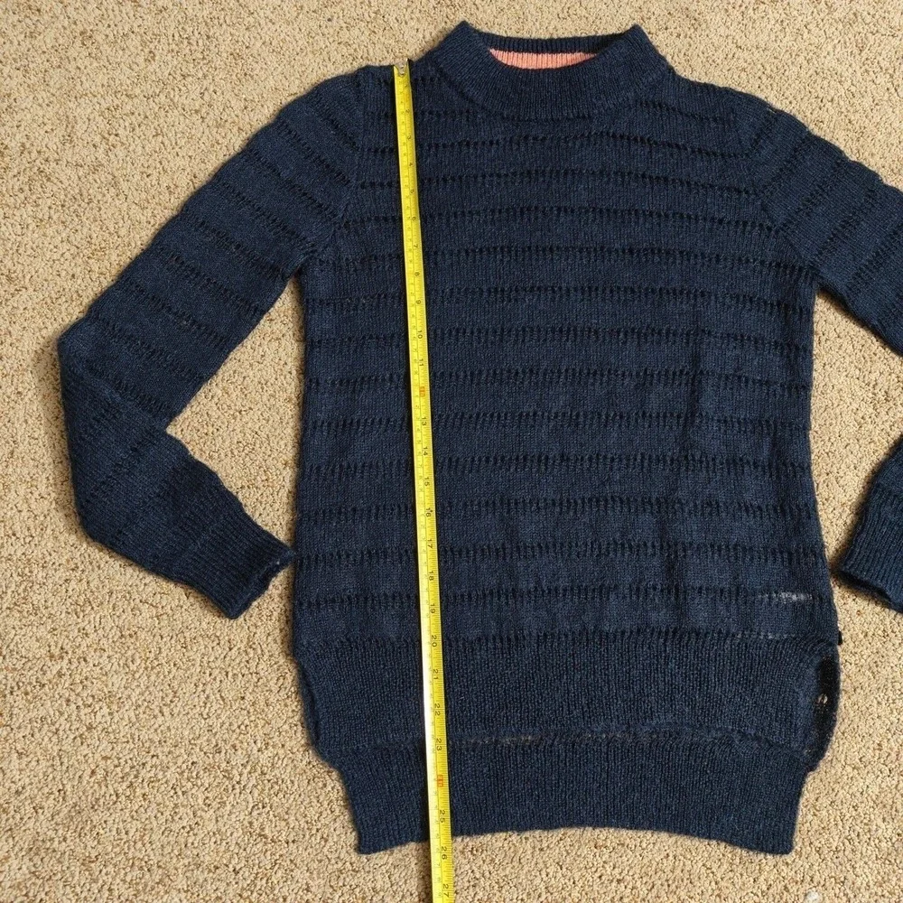 Scotch &‎ Soda Sweater Womens XS Navy Blue Mock Neck Openwork Wool